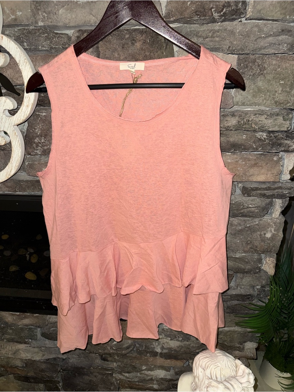 easel Layered Ruffle Sleeveless Top in Blush